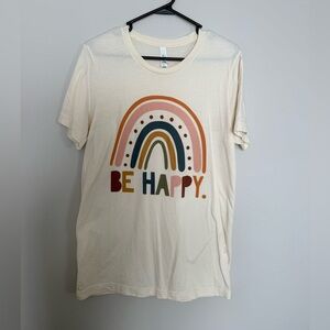 Women’s Be Happy Cream Graphic T-Shirt M